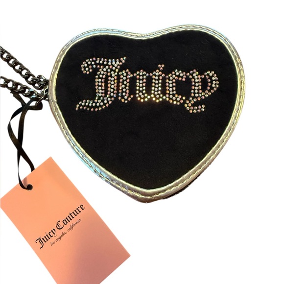 Juicy Couture Black Heart Wristlet with Chain Strap - Picture 2 of 5